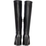 POSH by Poelman - SYLVANA - Dames Laarzen - Zwart - Hoge Schacht 39 cm - Blokhak 8 cm