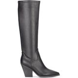 POSH by Poelman - SYLVANA - Dames Laarzen - Zwart - Hoge Schacht 39 cm - Blokhak 8 cm