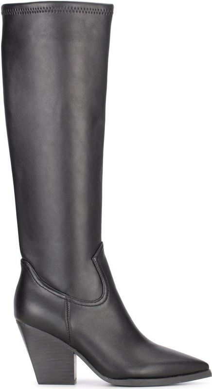 POSH by Poelman - SYLVANA - Dames Laarzen - Zwart - Hoge Schacht 39 cm - Blokhak 8 cm