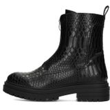 POSH by Poelman - Stacey - Enkellaarsjes - Zwart - Slangenprint