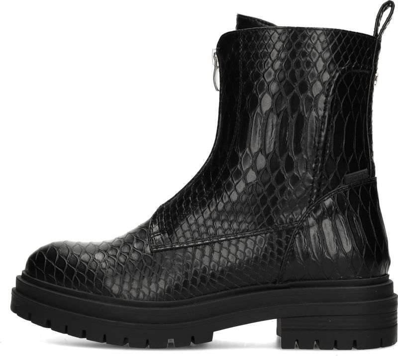 POSH by Poelman - Stacey - Enkellaarsjes - Zwart - Slangenprint