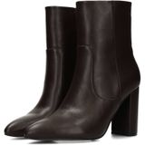 POSH by Poelman - Enkellaarsjes - Donkerbruin - Imitatieleer - Blokhak