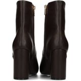 POSH by Poelman - Enkellaarsjes - Donkerbruin - Imitatieleer - Blokhak