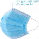 Uniseks wegwerp mondkapje met elastiek voor volwassenen - 50 Pack - Blauw