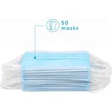 Uniseks wegwerp mondkapje met elastiek voor volwassenen - 50 Pack - Blauw