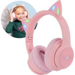 iMoshion Bluetooth Koptelefoon Kinderen Met Kattenoortjes - Kinder Hoofdtelefoon Over Ear - Kindvriendelijk - Roze