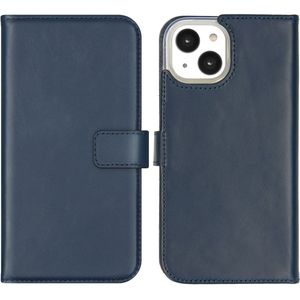 Selencia Echt Lederen Bookcase voor de Apple iPhone 14 - Blauw