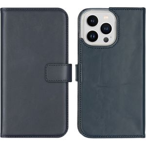 Selencia Echt Lederen Bookcase voor de Apple iPhone 14 Pro Max - Blauw