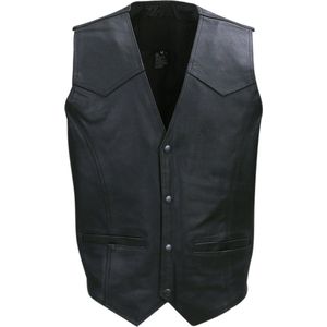 Zwart Biker vest zonder opdruk 100% leer (Maat: S)