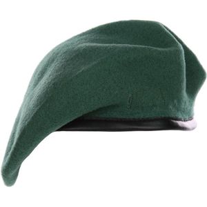 Baret 100% wol. Diverse kleuren (Kleur: Commando Groen, Maat: 59)