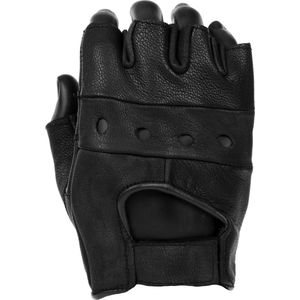 Lederen handschoen zonder vingers zwart polsmof XL