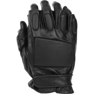 Fostex politie handschoen met halve vingers zwart leder - Maat M