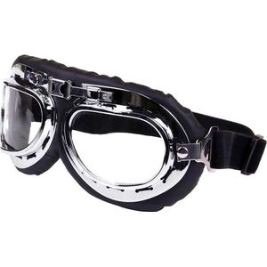 Motor/piloten stofbril zwart/chroom