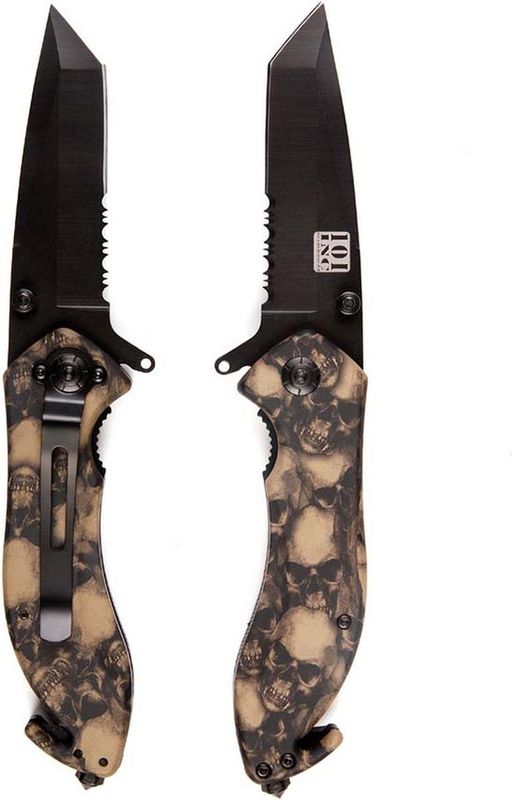 101inc Zakmes Skull + Clip zwart
