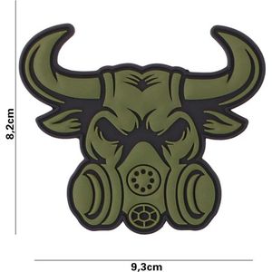 Embleem, 3D PVC Gasmask bull groen
