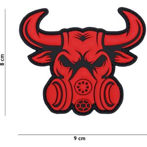 Embleem 3D PVC Gasmask bull rood
