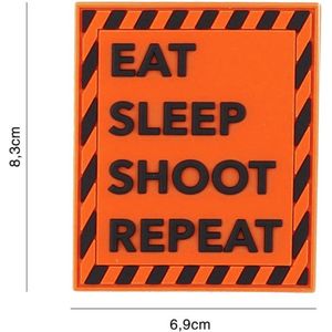 Embleem 3D PVC Eat Sleep Shoot Repeat Oranje