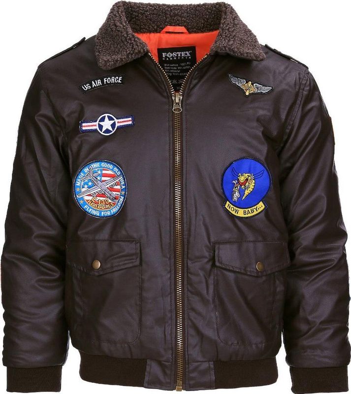 Kinderjas - Bruin - Flight Jacket - Leer