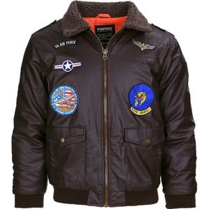 Fostex Garments - Kids PU leather flight jacket (kleur: Brown / maat: L)