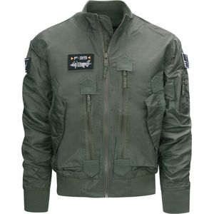 F-35 Flight Jacket - Groen - Tussenjas - 100% Nylon - Met PVC Patches