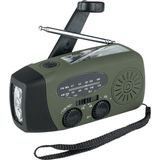 Fosco - Noodradio - Groen - Opwindbaar en Zonne-energie - 2000 mAh Accu