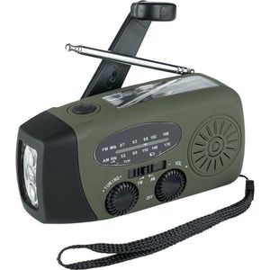 Fosco - Noodradio - Groen - Opwindbaar en Zonne-energie - 2000 mAh Accu