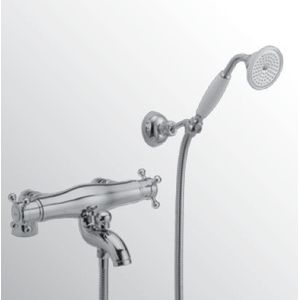 Huber Victorian Thermostatische Badkraan met Douchegarnituur voor badrandmontage RVS 196.VT01H.NS
