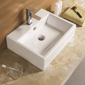 Waskom Sanilux Straight Keramiek 53x42x15cm Rechthoek wit (exclusief waste)