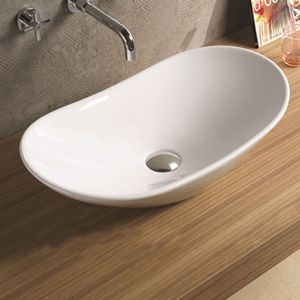Waskom Sanilux Acosta Keramiek 62x34x14.5cm Ovaal wit (exclusief waste)