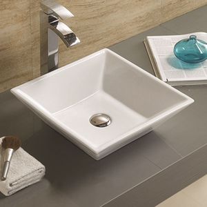 Waskom sanilux trento keramiek 38,5x38,5x12 cm vierkant wit (exclusief waste) outlet