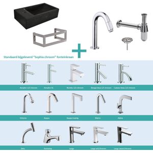 Fonteinpack recto natuursteen links met montageframe 40x22x10 cm chroom