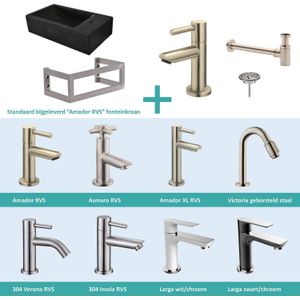 Fonteinpack recto natuursteen rechts met montageframe 40x22x10 cm rvs