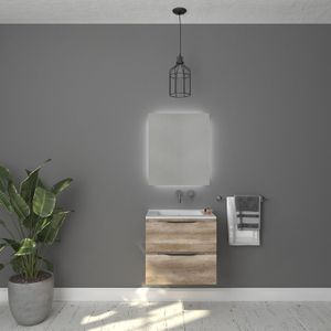 Badkamermeubelset gliss design hera mat zwart 80 cm 2 laden oud grijs eiken