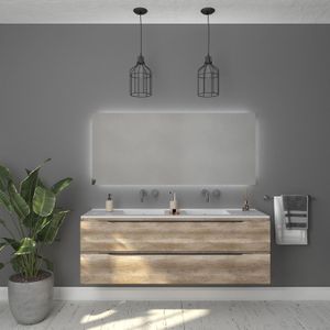 Badkamermeubelset gliss design hera mat zwart 140 cm 4 laden oud grijs eiken