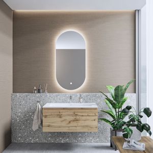 Badkamermeubelset bws anubis 60 cm 1 lade rustiek eiken met wastafel