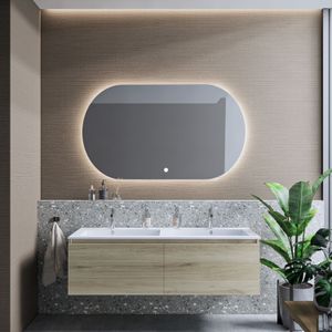 Badkamermeubelset bws anubis 120 cm 2 laden natuur eiken met wastafel