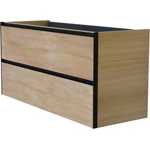 Wastafelonderkast met 2 laden bws elements 100x45.2 cm naturel eik /mat zwart