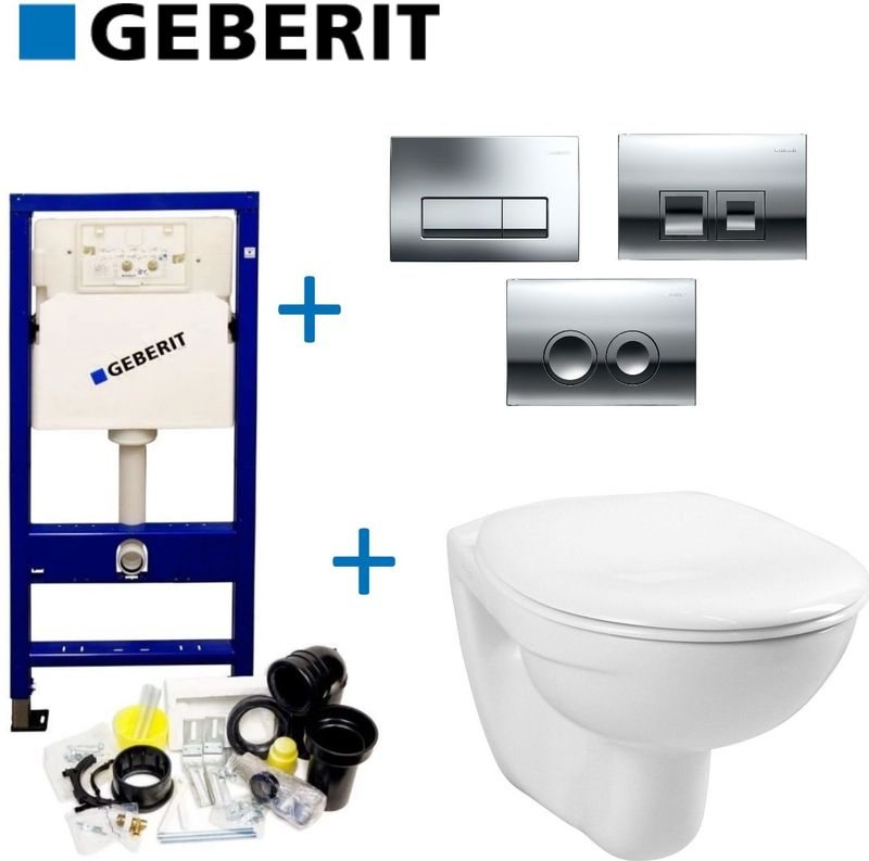 Geberit - UP100 - Toiletset - Wit - Inbouwreservoir - Inclusief Drukplaat