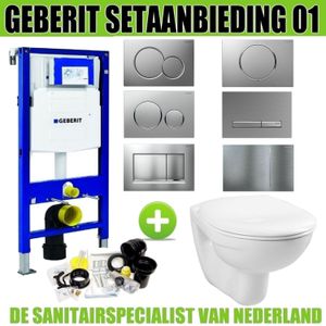 Geberit up320 toiletset compleet | inbouwreservoir | basic smart wit | met drukplaat | set 01