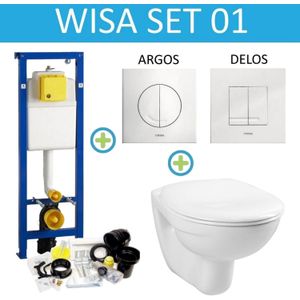 Xs Toiletset 01 Basic Wandcloset Softclose Met Argos/Delos Drukplaat Wisa