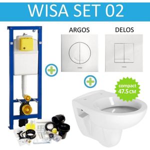 Wisa xs toiletset set 02 b&w compact 47.5 cm met argos of delos drukplaat