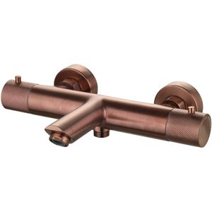 Badmengkraan Opbouw Sanilux Ribb Thermostatisch Rond Met Geribbelde Knop Brons