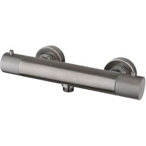 Douchemengkraan opbouw sanilux ribb thermostatisch rond met geribbelde knop gunmetal