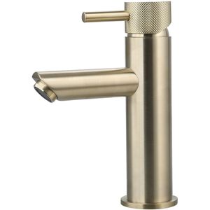 Wastafelmengkraan Opbouw Sanilux Mia Met Geribbeld Knop Goud Geborsteld