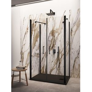 Douchecabine Lacus Giglio Evo Saloon 2 Helder Glas Zwart (alle maten x2 zijwanden)
