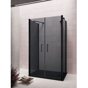 Douchecabine lacus giglio evo saloon 2 klapdeuren rookglas zwart