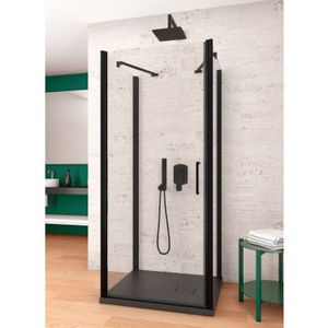 Douchecabine lacus giglio evo 1 klapdeur helder glas zwart
