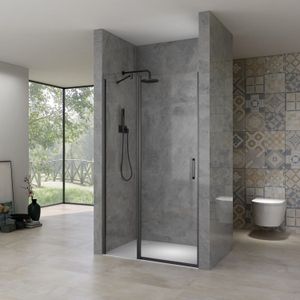 Nisdeur Van Rijn ST02 88x200 cm Draaideur 6 mm Met Vaste Wand 8mm Zwart