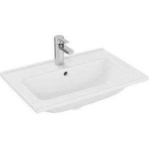 Plieger - Vitra Mia - Wastafel - Wit - Keramiek - 1 Kraangat - Rechthoek