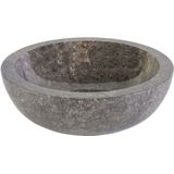 Waskom bws stone rond 35x35x12 cm gepolijst natuursteen grijs marmer